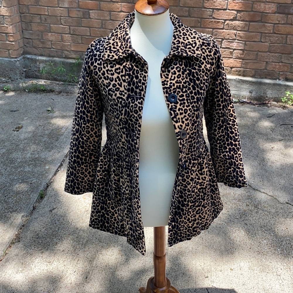 Copper Key Stylish Leopard Print Pea Coat Girls